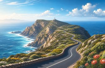 Скалы, маяк и океан у Cape Point