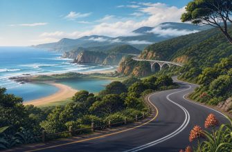 Автомобильная дорога среди лесов и лагун Garden Route