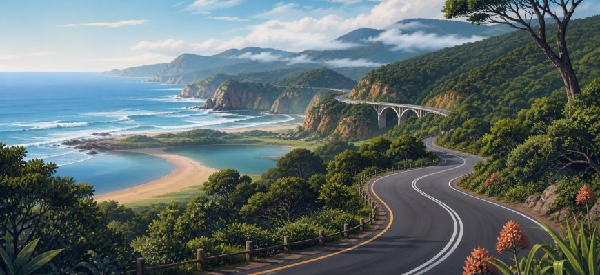 Автомобильная дорога среди лесов и лагун Garden Route
