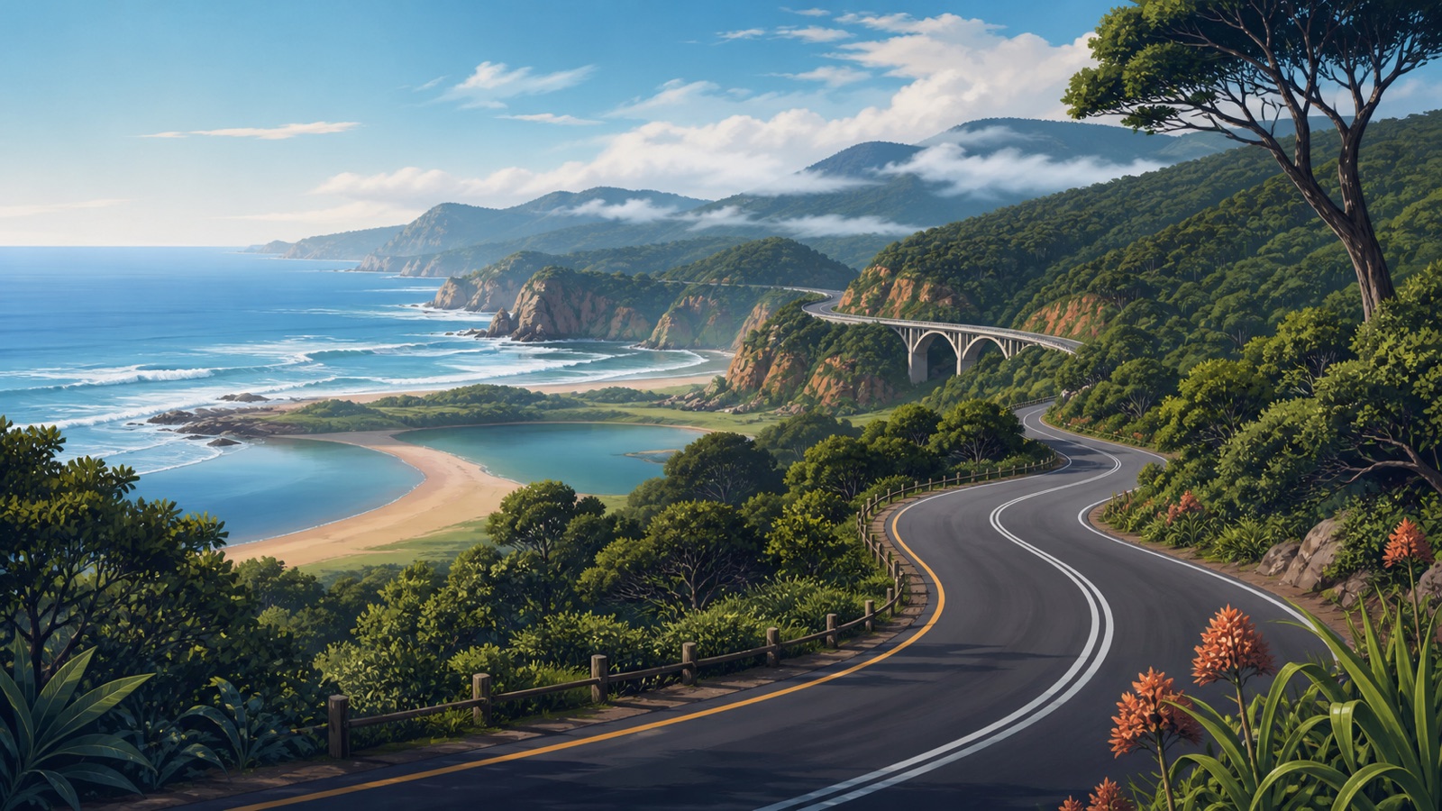 Автомобильная дорога среди лесов и лагун Garden Route